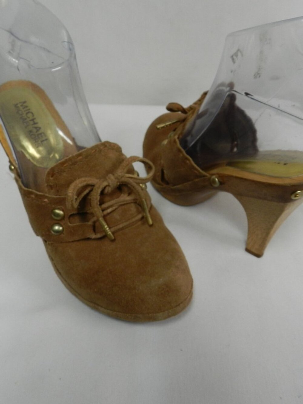 Michael Michael Kors Vintage Suede Clogs heels pumps brown platform Size Sz 7